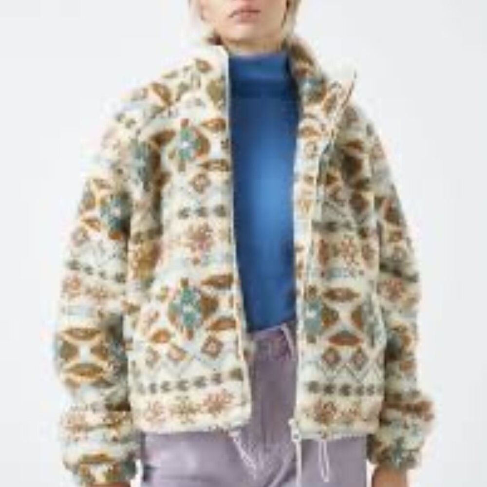 Pull&Bear Multicolor Teddy Fleece Zip Jacket
